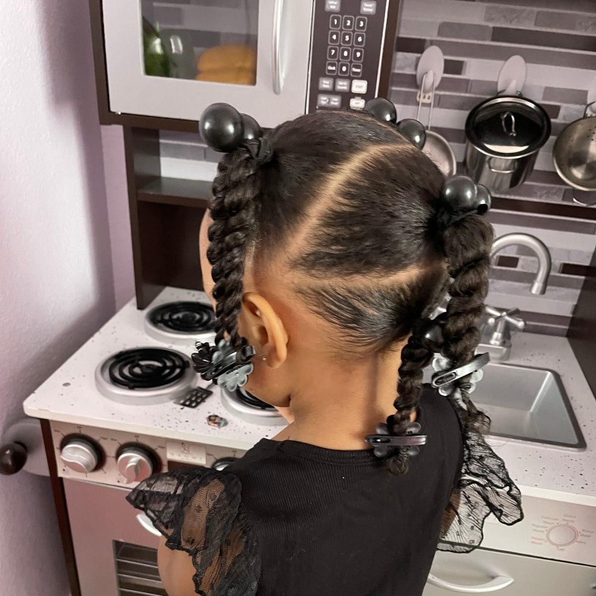 8 Pcs Black Bubble Hair Ties - Royal Kyree
