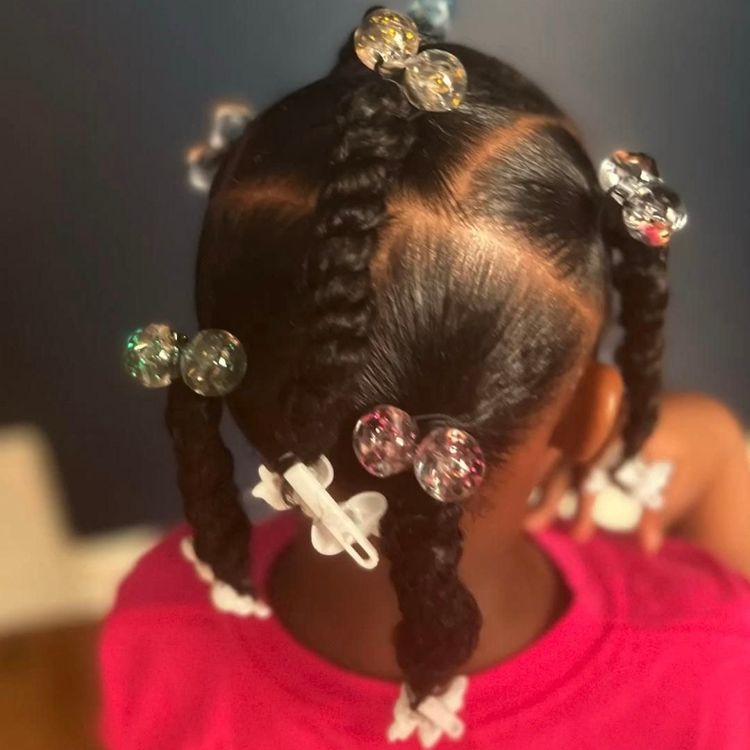 8 Pcs Pink & Glitter Assorted Bubble Hair Ties - Royal Kyree