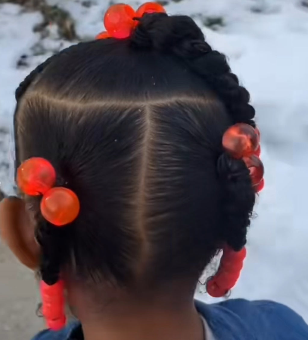 8 Pcs Orange Assorted Bubble Hair Ties - Royal Kyree