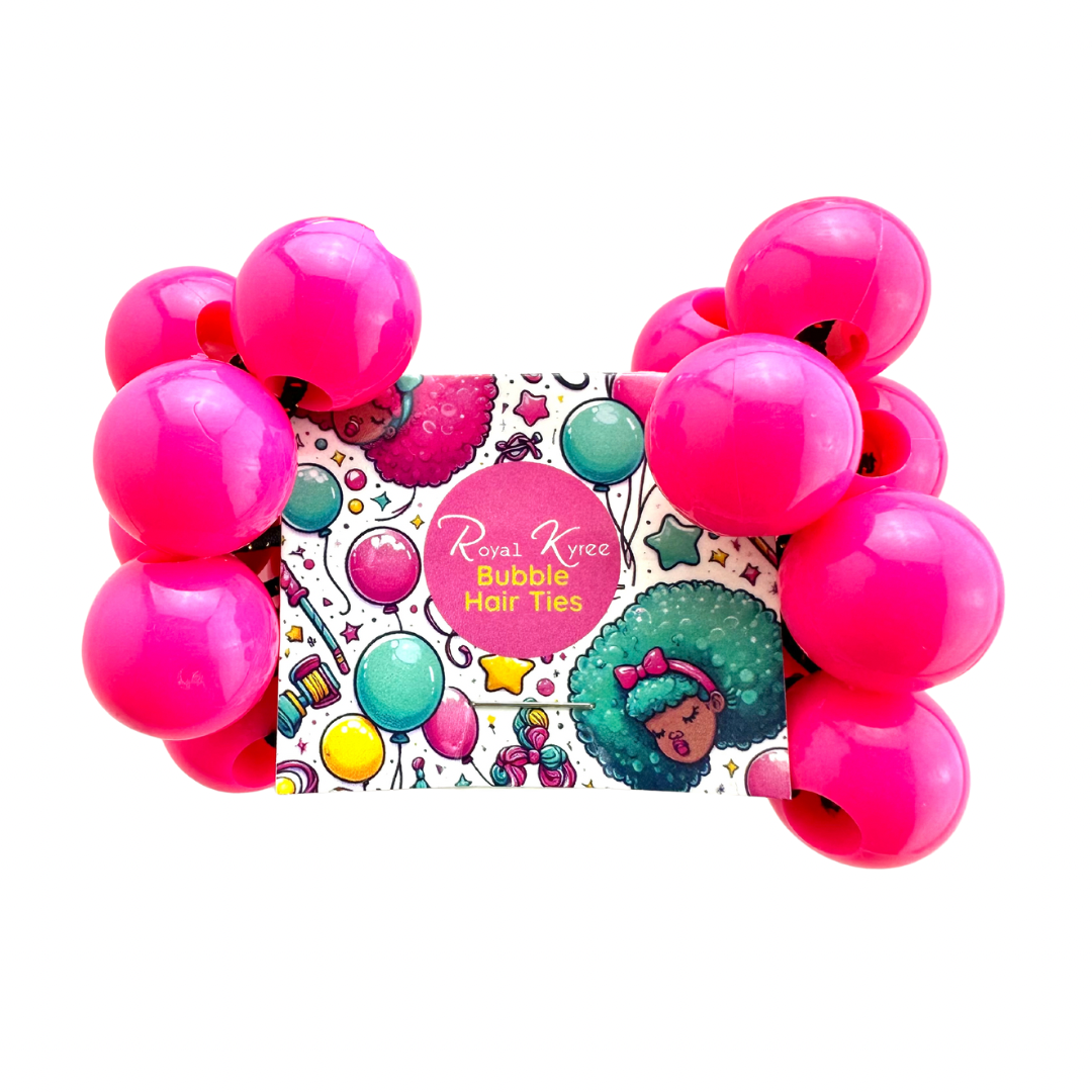 8 Pcs Hot Pink Bubble Hair Ties - Royal Kyree