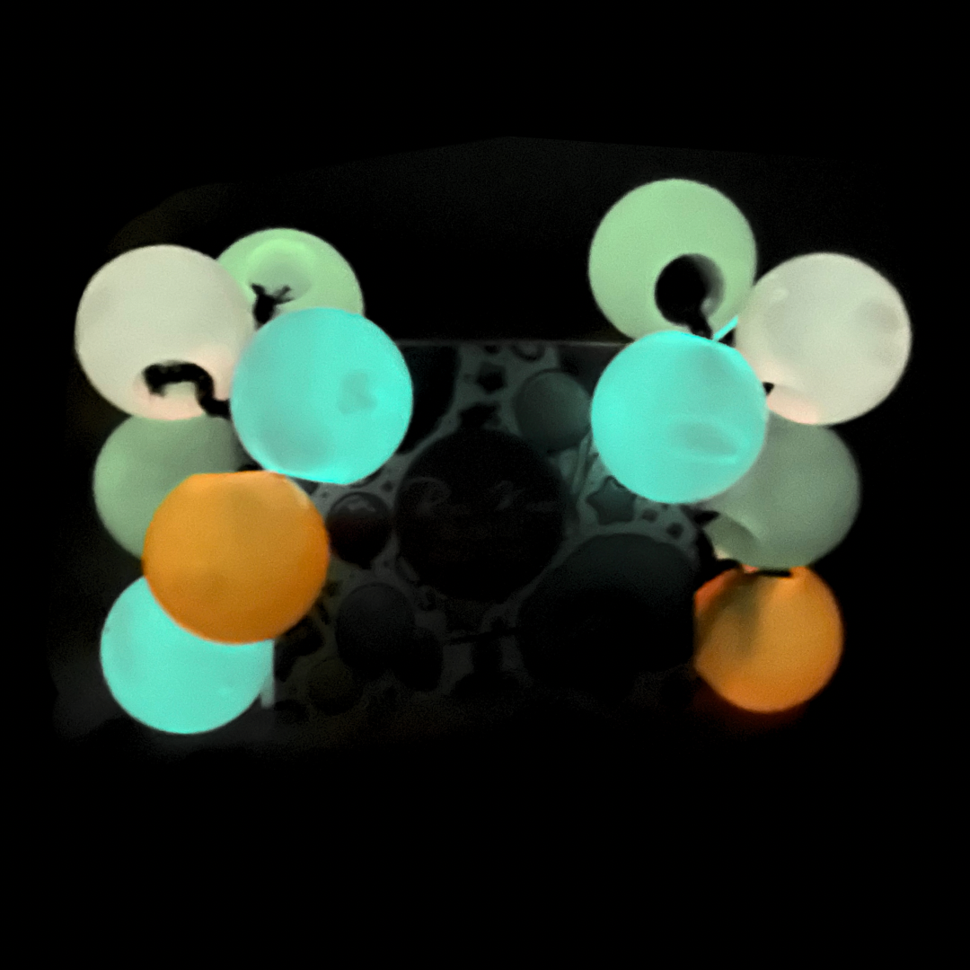 8 Pcs Glow In The Dark Assorted Bubble Hair Ties - Royal Kyree