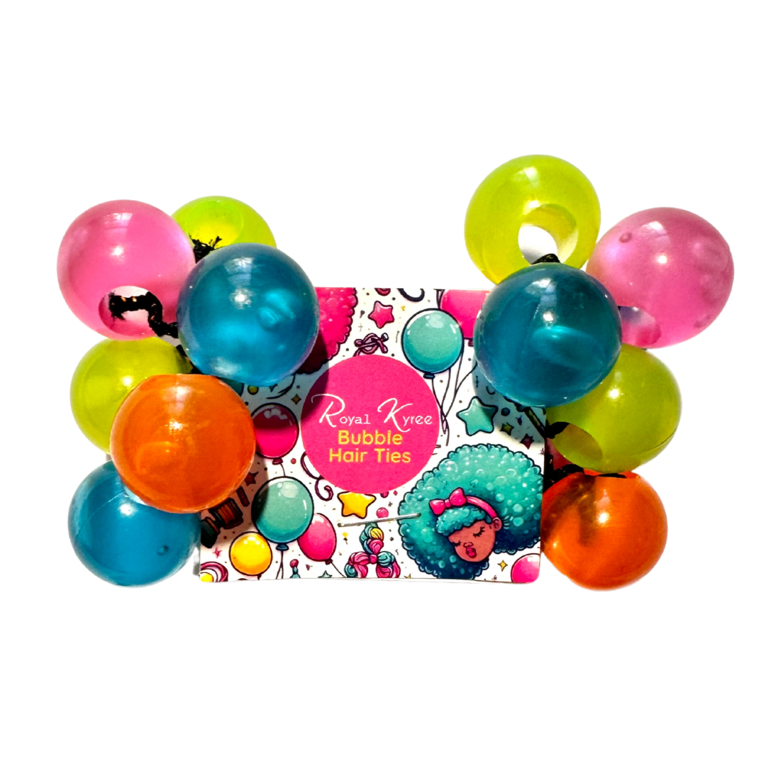 8 Pcs Glow In The Dark Assorted Bubble Hair Ties - Royal Kyree