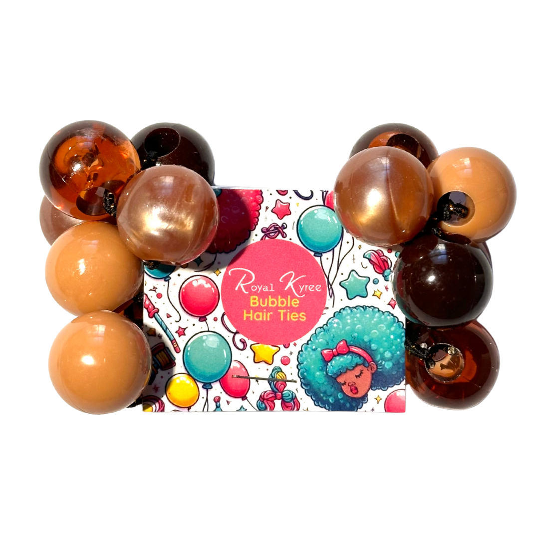 8 Pcs Brown Assorted Bubble Hair Ties - Royal Kyree