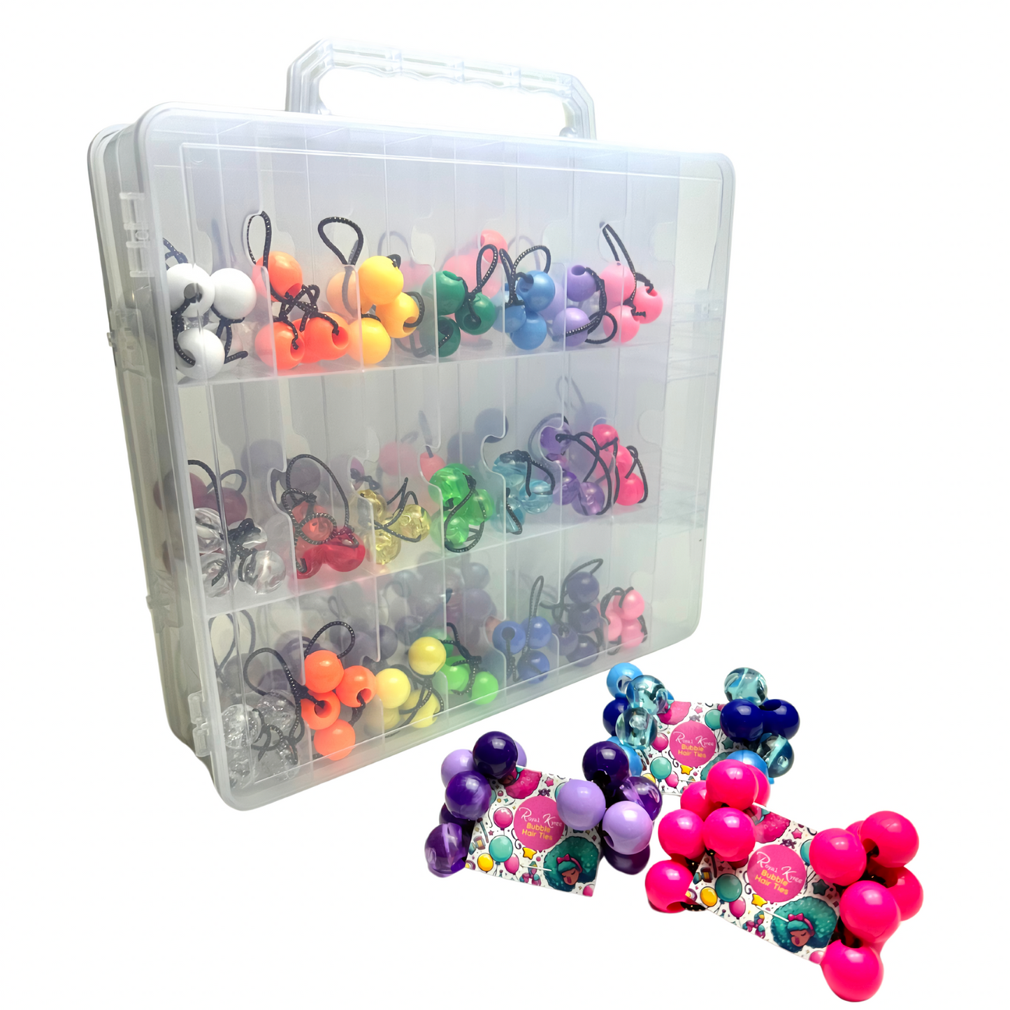 84 Pcs Bubble Hair Ties + Organizer - Royal Kyree