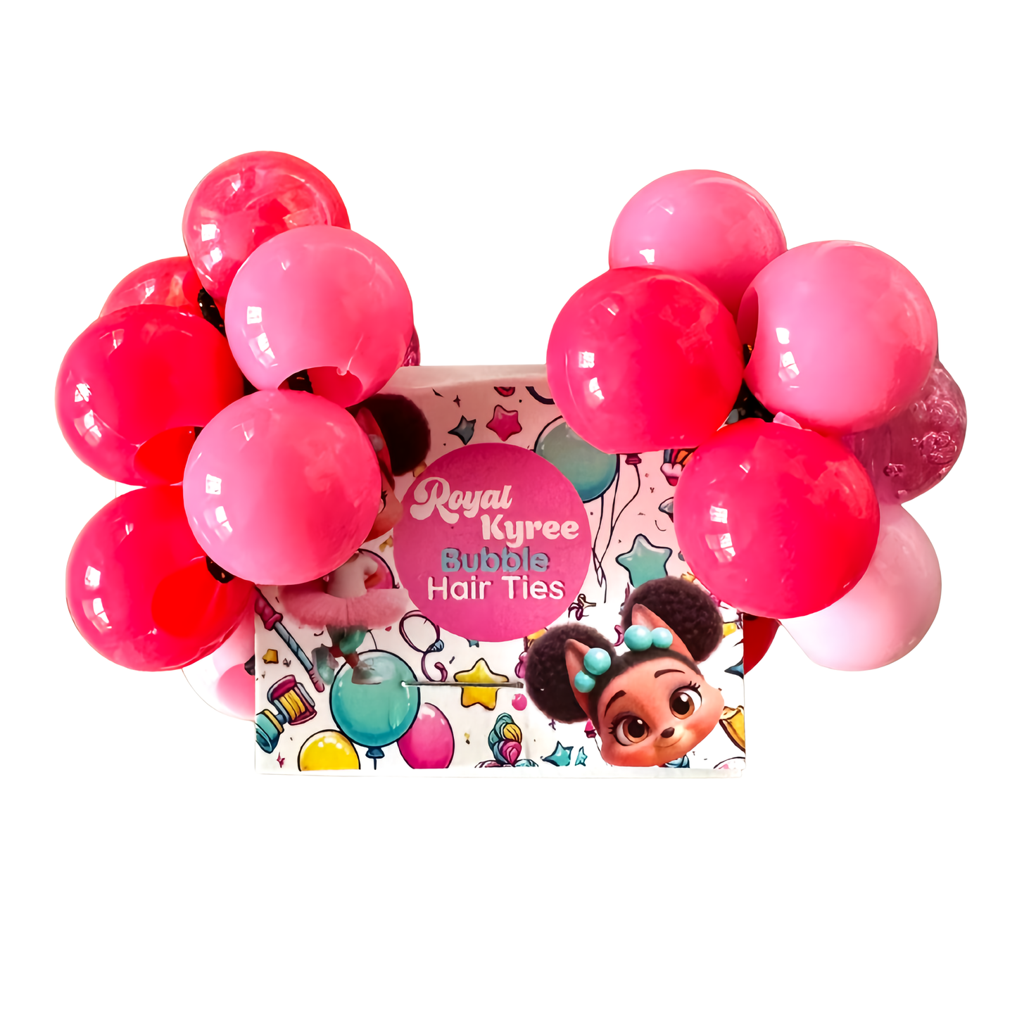 10 Pcs Pretty In Pink Assorted Bubble Hair Ties - Royal Kyree