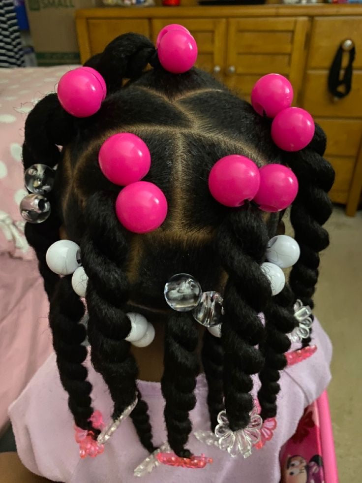 8 Pcs Hot Pink Bubble Hair Ties - Royal Kyree