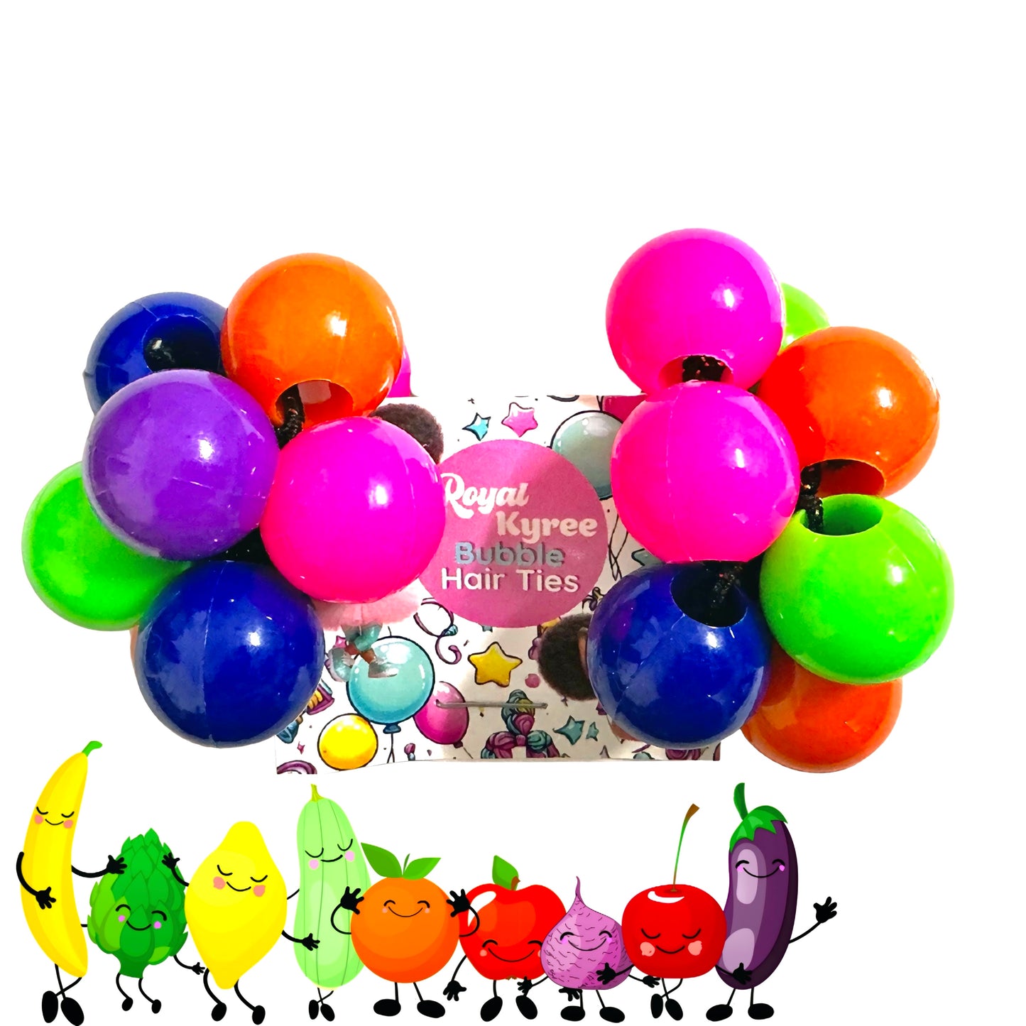 8 Pcs Fruit Assorted Bubble Hair Ties - Royal Kyree