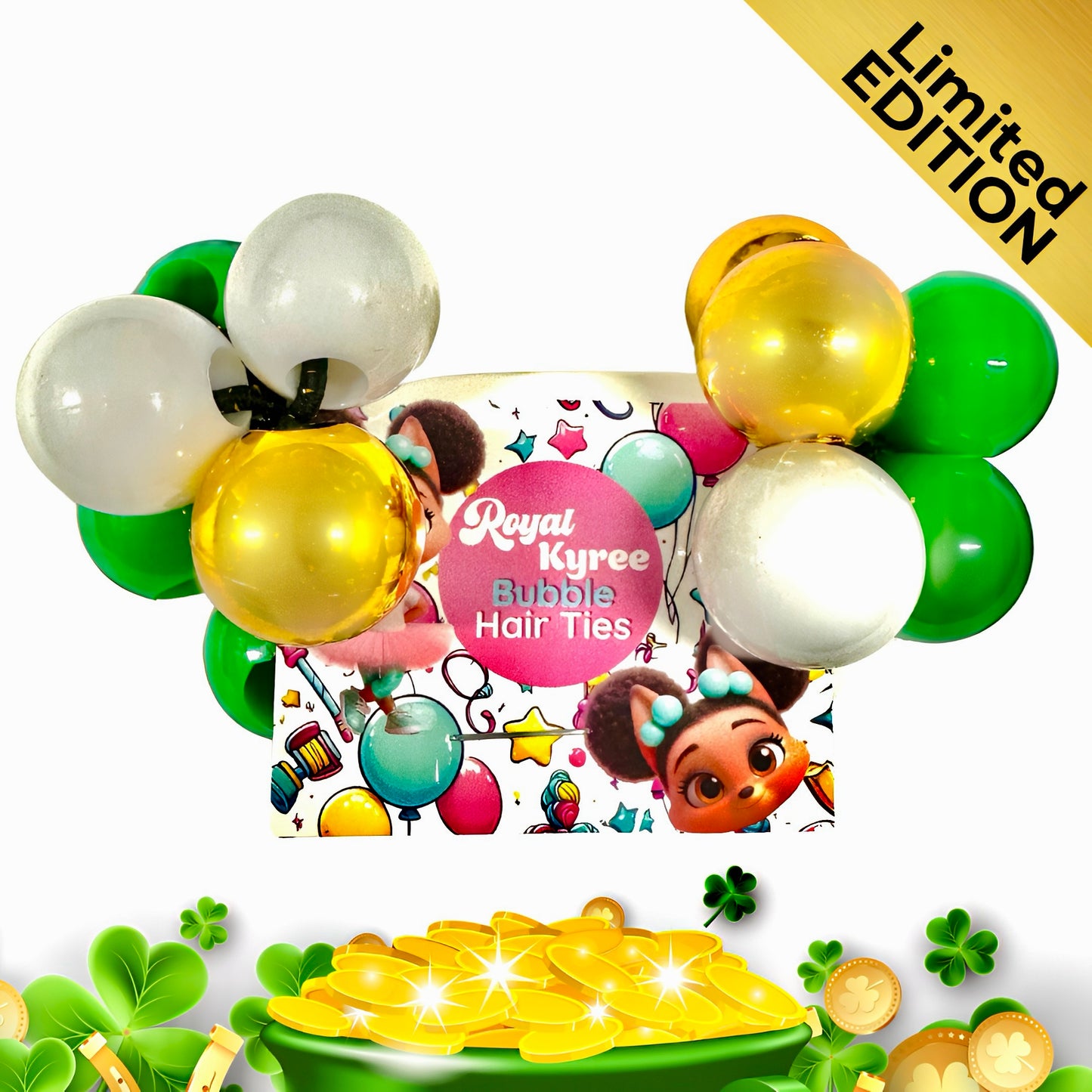 8 Pcs St. Patrick's Day Bubble Hair Ties - Royal Kyree