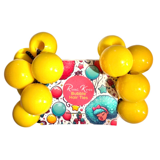 8 Pcs Yellow lemon Assorted Bubble Hair Ties - Royal Kyree