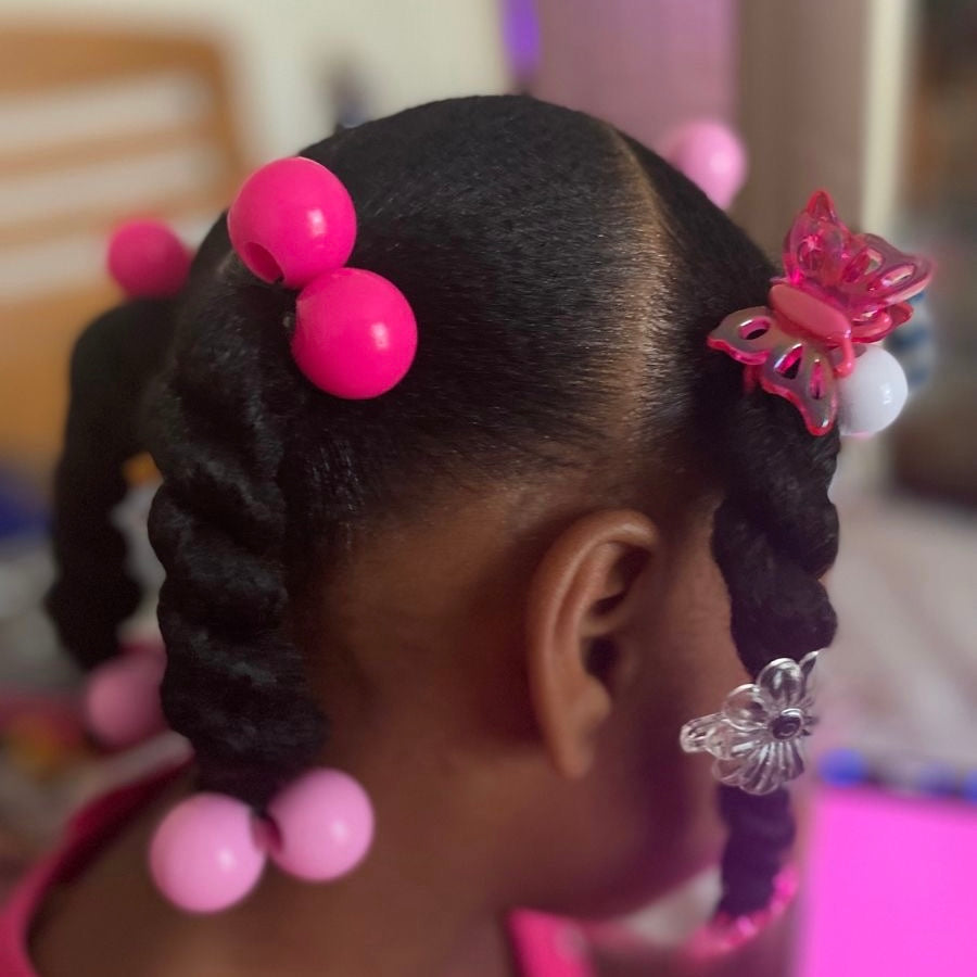 8 Pcs Hot Pink Bubble Hair Ties - Royal Kyree