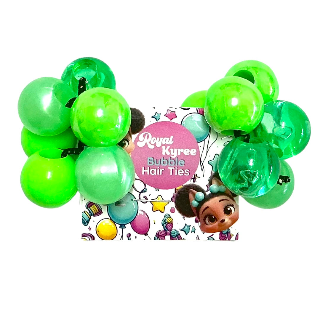 8 Pcs Green Assorted Bubble Hair Ties - Royal Kyree