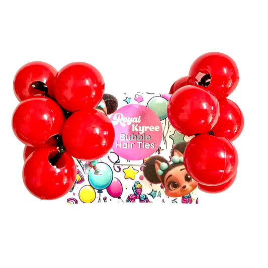 8 Pcs Cherry Red Bubble Hair Ties - Royal Kyree