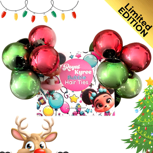 8 Pcs Merry Christmas Bubble Hair Ties - Royal Kyree