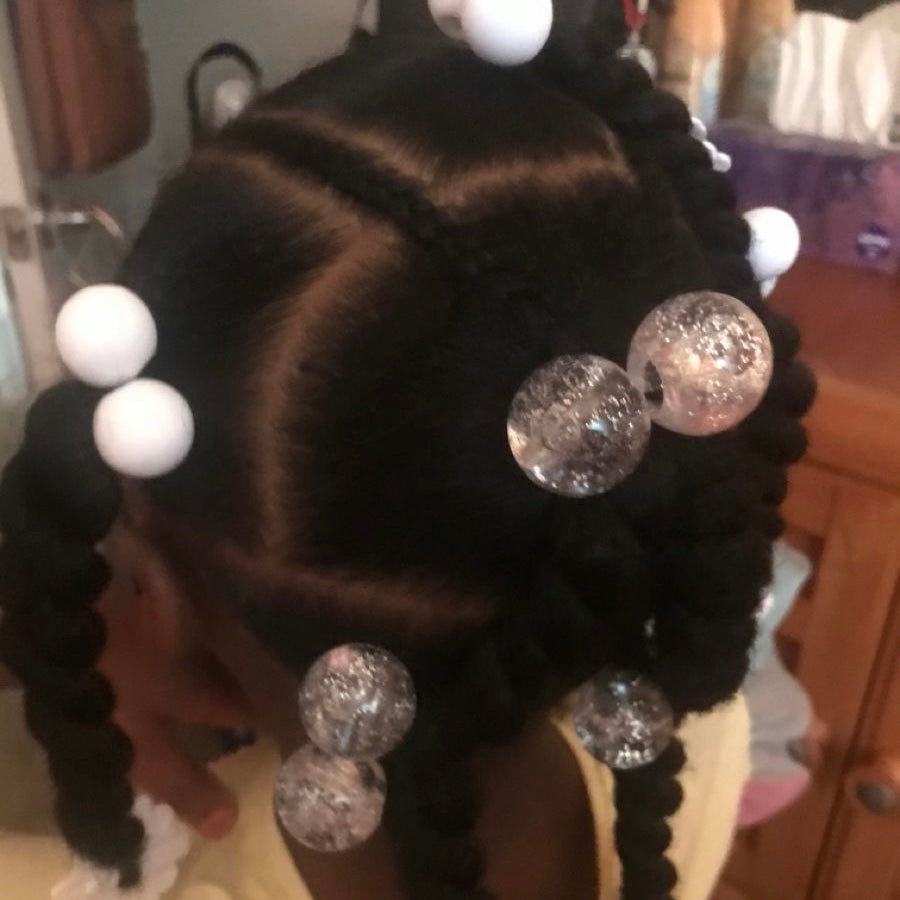 8 Pcs Silver & Glitter Assorted Bubble Hair Ties - Royal Kyree