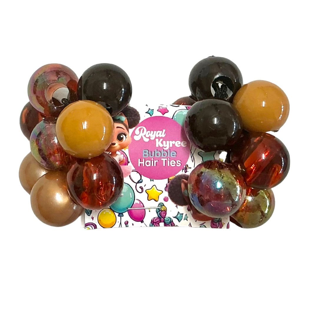 8 Pcs Brown Assorted Bubble Hair Ties - Royal Kyree