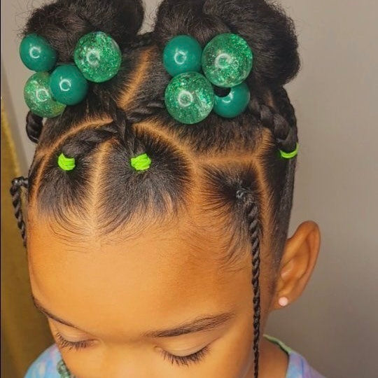 8 Pcs Green Assorted Bubble Hair Ties - Royal Kyree