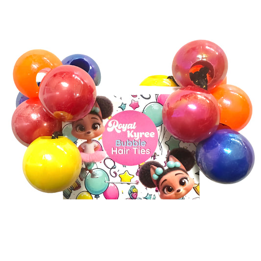 8 Pcs Fairy Dust Assorted Bubble Hair Ties - Royal Kyree