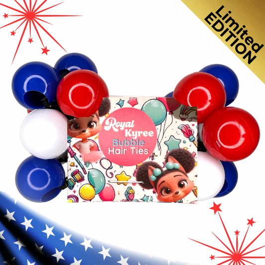 8 Pcs Fourth of July Assorted Bubble Hair Ties - Royal Kyree