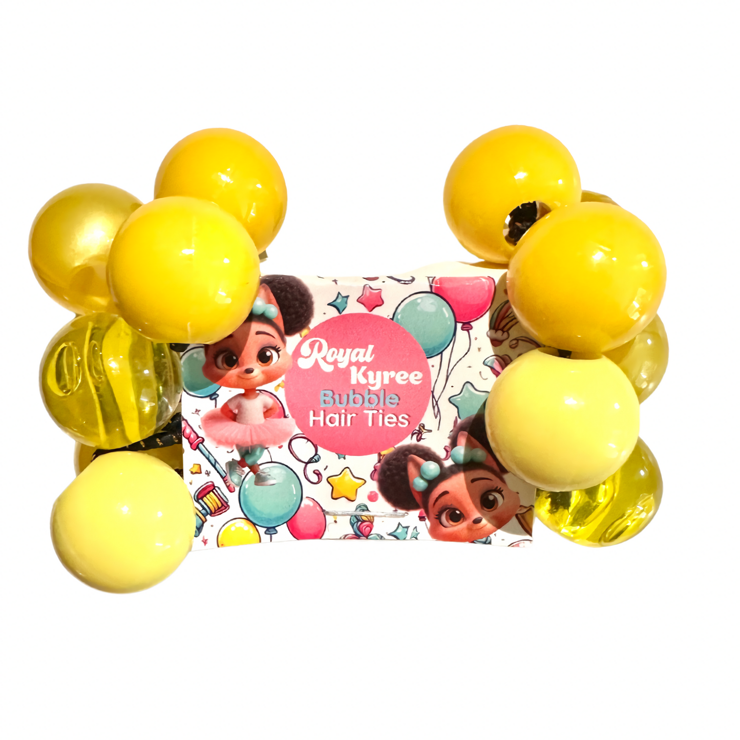 8 Pcs Yellow lemon Assorted Bubble Hair Ties - Royal Kyree