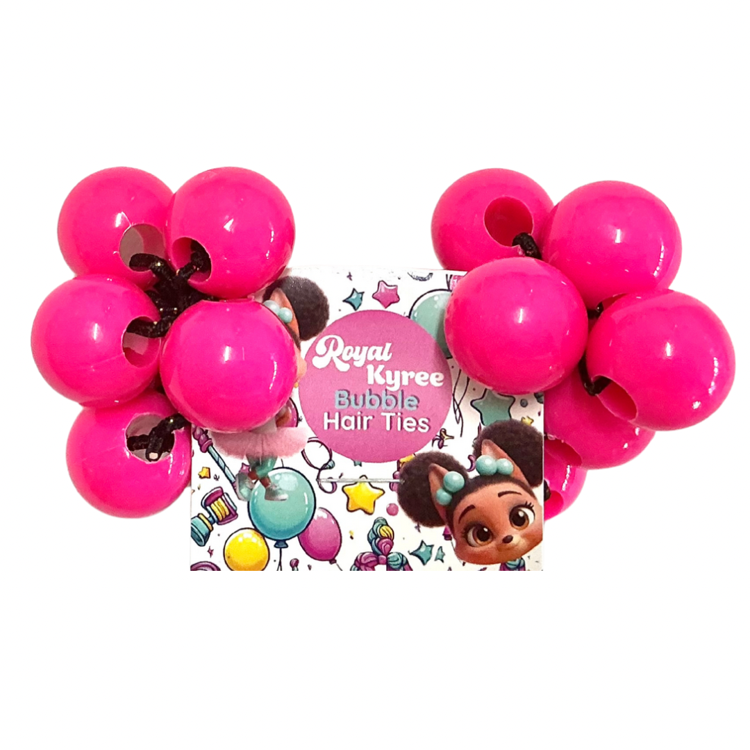 8 Pcs Hot Pink Bubble Hair Ties - Royal Kyree