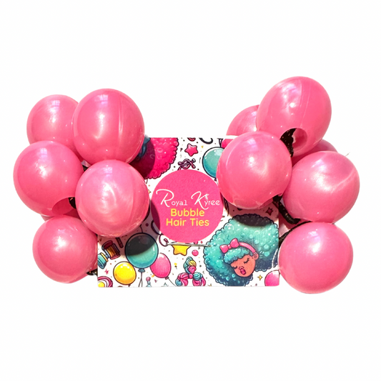 8 Pcs Bubblegum Pink Bubble Hair Ties - Royal Kyree