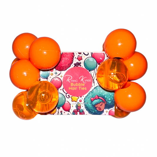 8 Pcs Orange Assorted Bubble Hair Ties - Royal Kyree