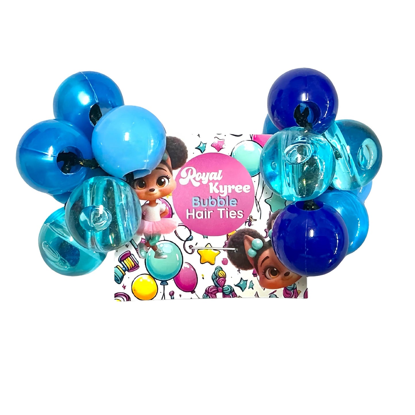 8 Pcs Blueberry Assorted Bubble Hair Ties - Royal Kyree