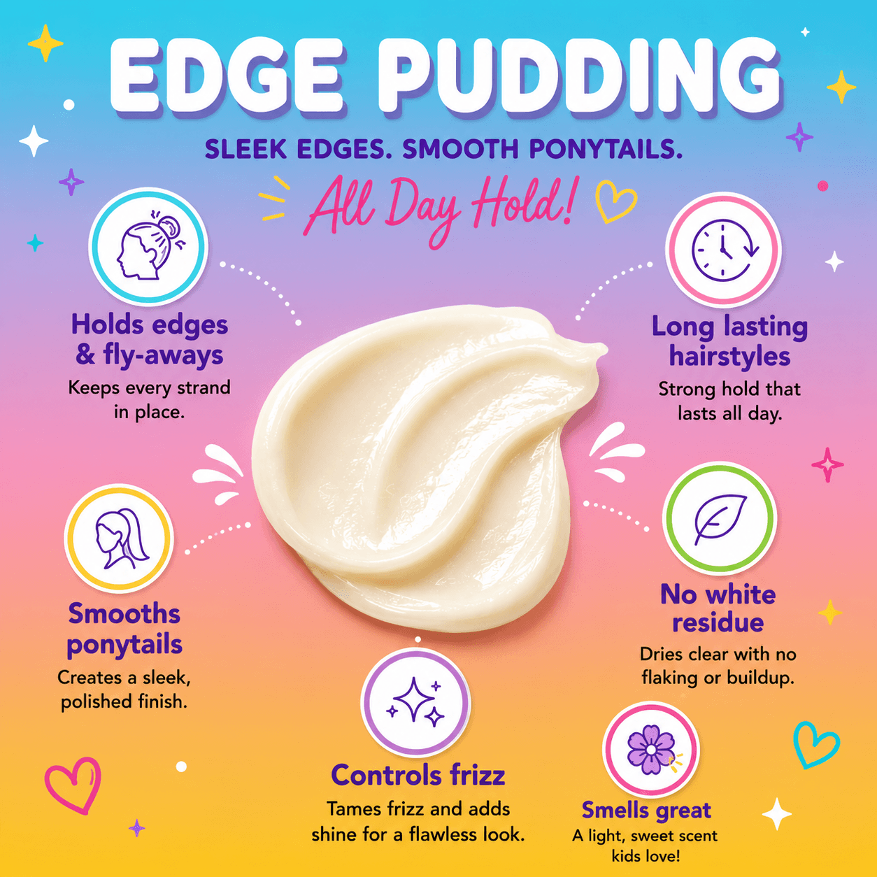 Edges & Ponytail Pudding, Kids Hair Styling Gel, 4oz - Royal Kyree
