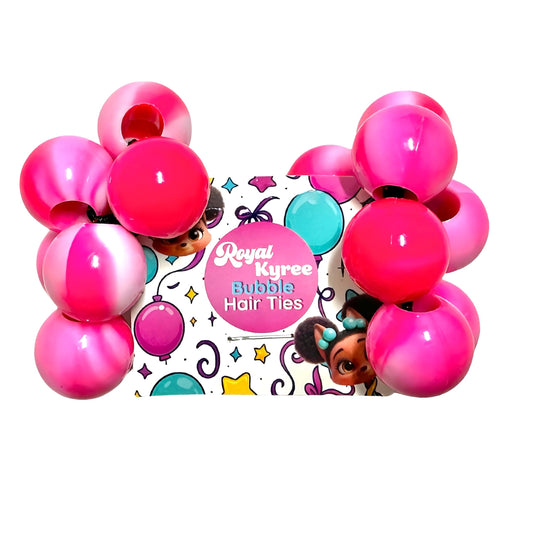 8 Pcs Pink Swirl Bubble Hair Ties - Royal Kyree